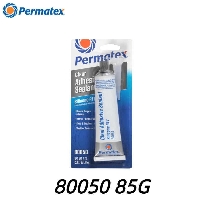 Permatex 80050 Adesivo Sigillante Siliconico RTV Trasparente 3oz Colla Flessibile Impermeabile per Vetro Metallo Plastica Vinile