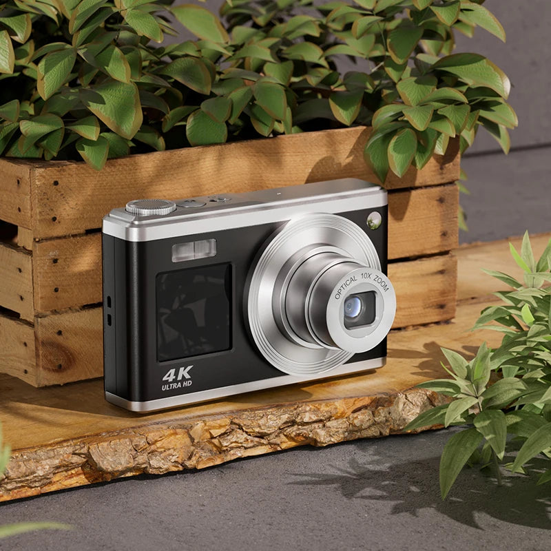 Fotocamera digitale 4K con doppio schermo, obiettivo telescopico, zoom ottico 16x ad alta definizione, fotocamera impermeabile, ideale per selfie, per migliorare l’aspetto, per uso domestico, modello C23.