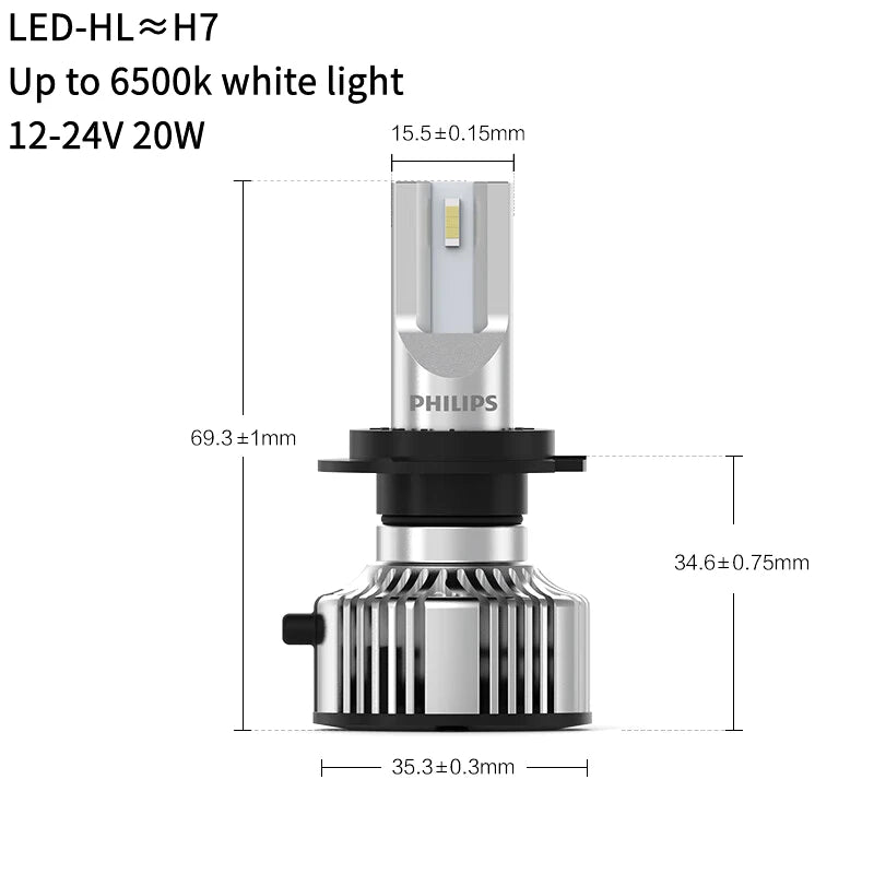 Philips LED H7 Faro 12V/24V 4200K 5700K 6000K 6500K Bianco brillante Faro automatico Lampade a LED,