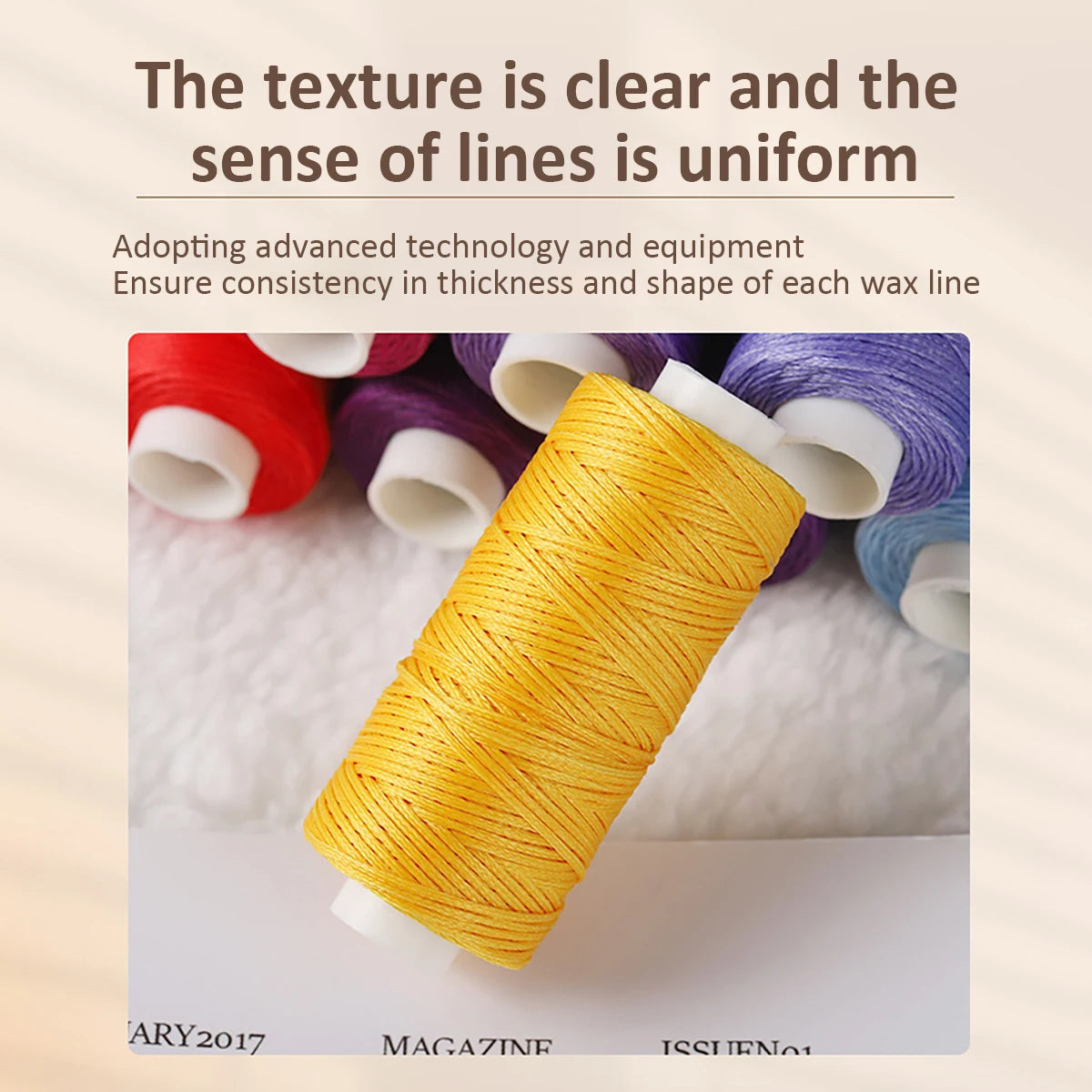 6 rotoli/1 rotolo 150D fatto a mano 0. Filo da cucito in pelle da 8 mm – 13 iarde, 6 colori di filo cerato piatto intrecciato, finitura uniforme – non si rompe – filo in pelle a 16 fili – adatto per cucire borse, arti