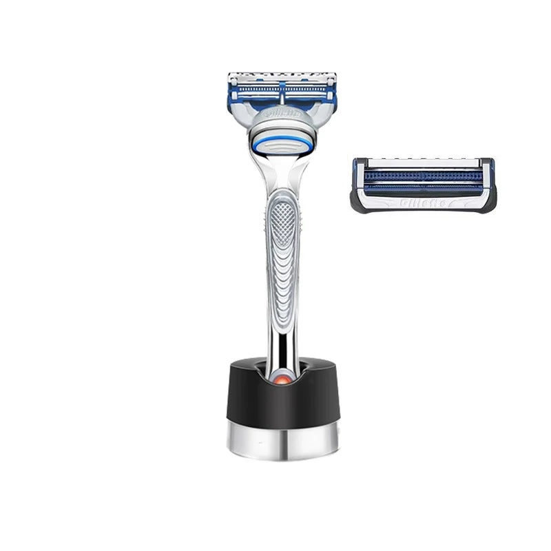 Rasoio manuale Gillette SkinGuard con 2 lame sottili Nano, pettine Skin Guard e strisce lubrificanti per pelli sensibili e acneiche, ideale per principianti.