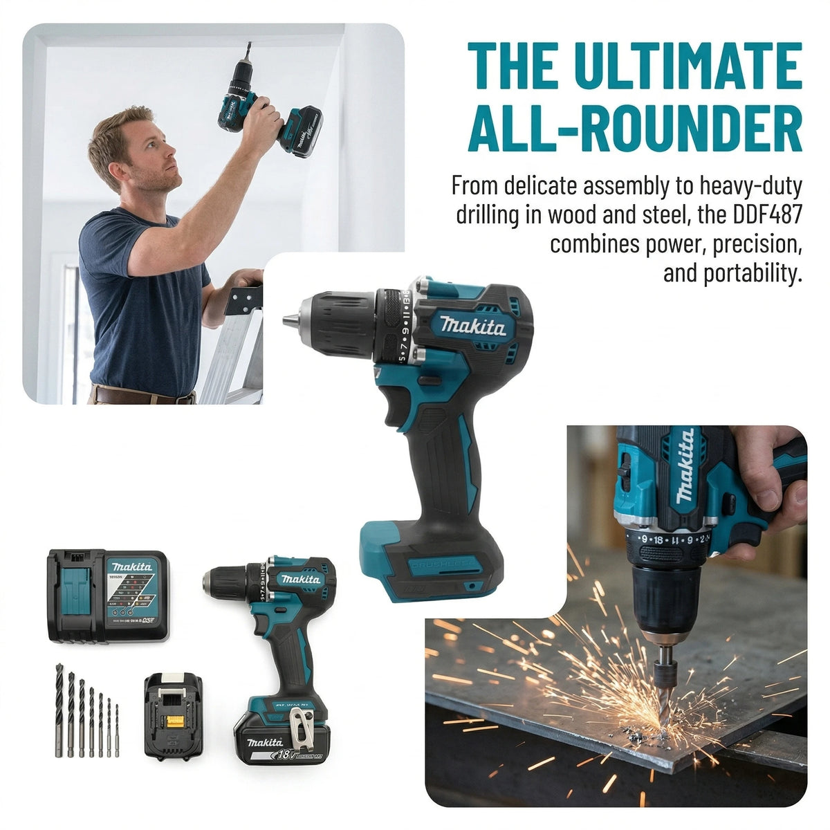 2026 Makita DDF487 Trapano Avvitatore Elettrico a Batteria Brushless 18V per Sistema di Batterie Makita 18V