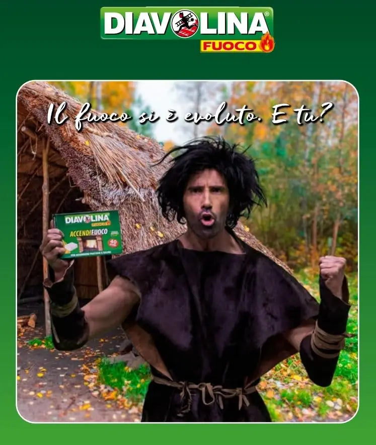 Diavolina, accendifuoco ecologico, confezione da 100 pezzi, accensione istantanea naturale, pratico e sicuro per camini, stufe, legna da ardere e barbecue.