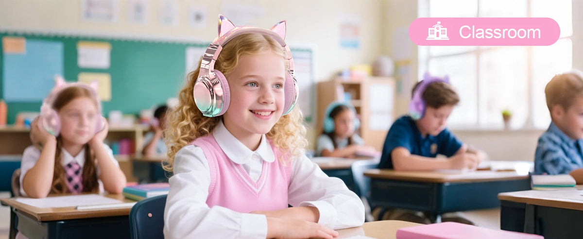Cuffie wireless a forma di orecchie di gatto per ragazze e bambini, cuffie Bluetooth con volume sicuro 74/85/94dB, cuffie pieghevoli per bambini, ideali per i viaggi