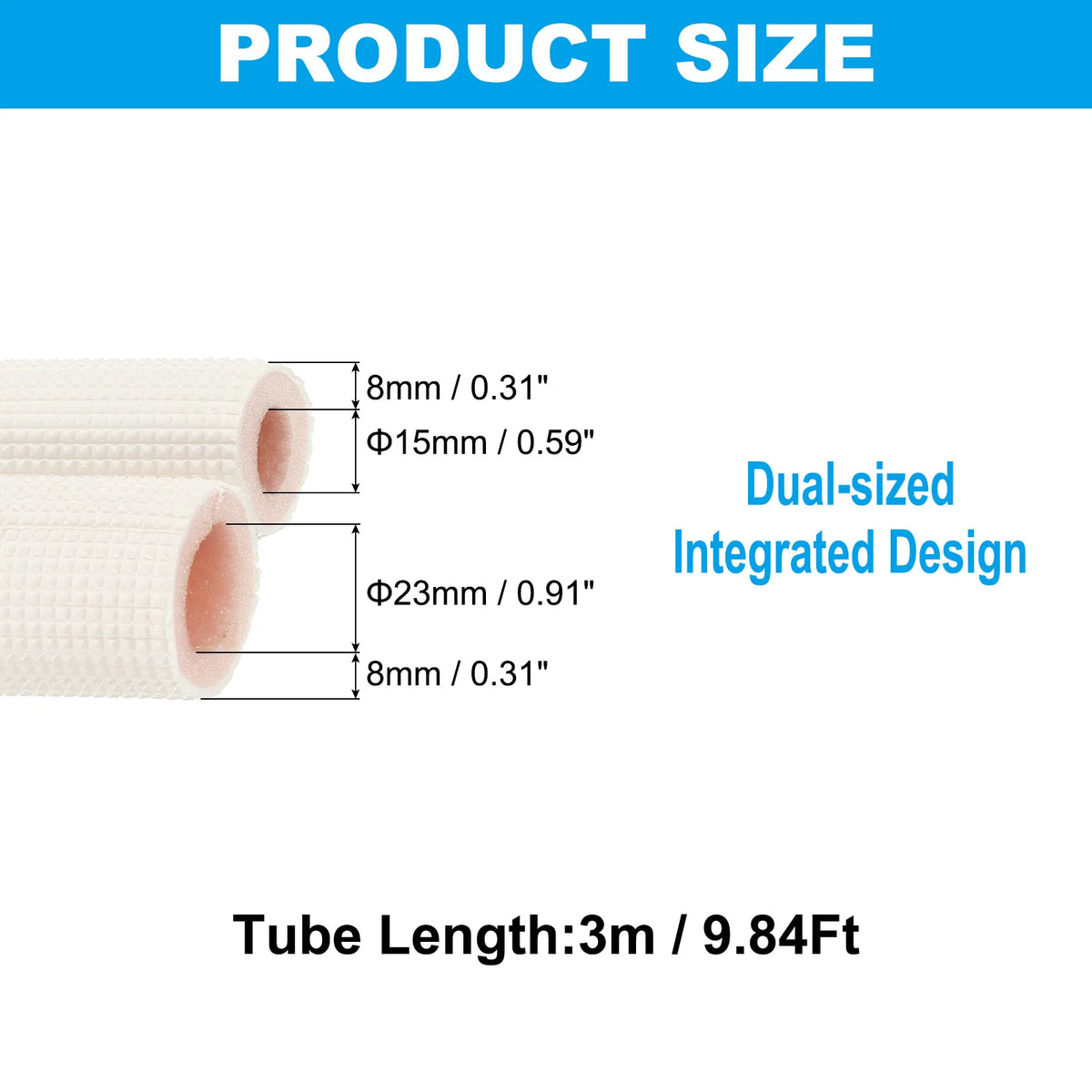 Tubo di schiuma isolante per tubi da 1/2/3 metri Tubo di schiuma per conservazione del calore Tubi per condizionatore d'aria Raccordi per mini set di linee di rame divise