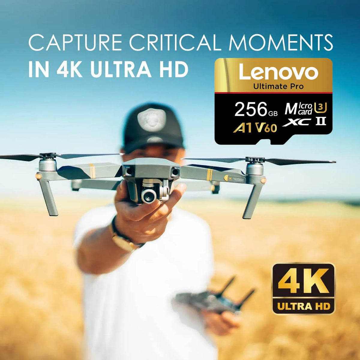Scheda di memoria Micro SDXC TF Lenovo, alta velocità di trasferimento, UHS-I C10 U3, 64 GB, 128 GB, 256 GB, 512 GB, 1 TB, per PC, laptop e telecamere di sorveglianza.