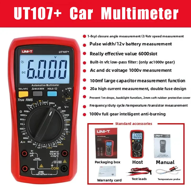 Multimetro Automobilistico UNI-T UT105+ UT107 PLUS, Tester per Batterie Auto UT673A UT675A, Misuratore di Spessore Rivestimenti UT343A UT343D