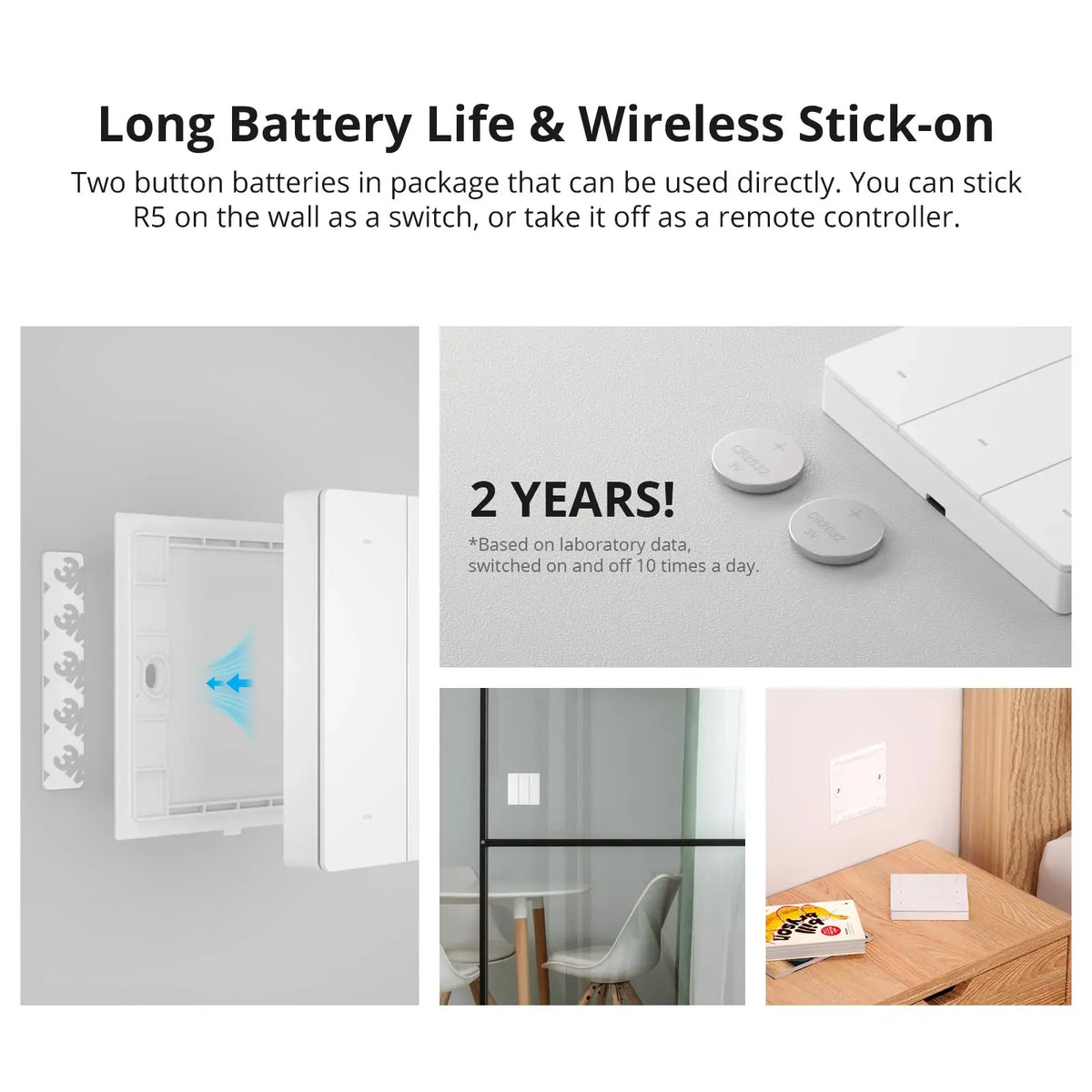 Sonoff R5 Sonoff Switchman R5 Controller di scena con batteria Cablaggio libero a 6 tasti EWeLink-Il telecomando funziona SONOFF M5/MINIR3