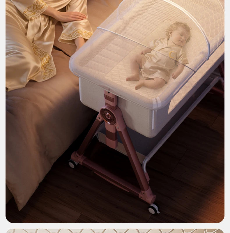 Culla per bambini, giunzione portatile, culla per lettino, culla da comodino per bambino, culla da comodino 3 in 1 con ruote