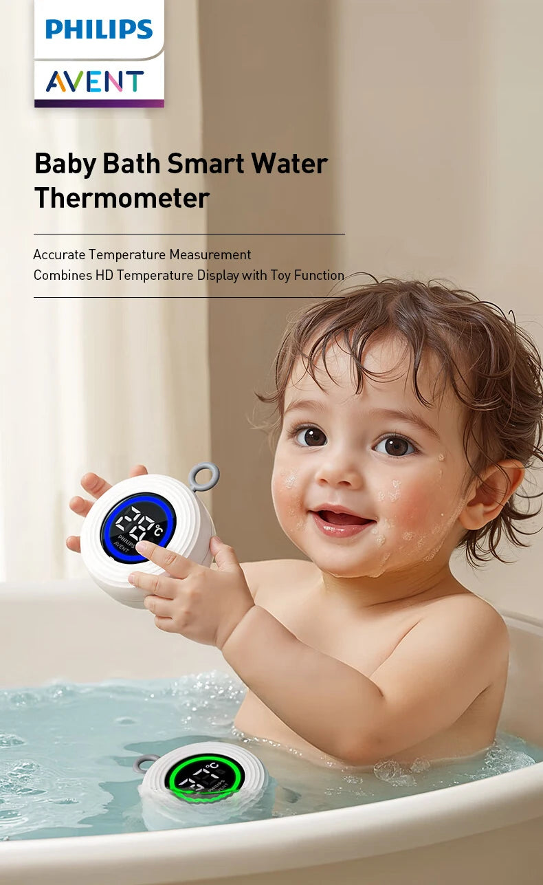 Termometro Digitale Philips Avent per Misurare la Temperatura dell'Acqua, Lettura Rapida in 5s, Ricaricabile USB, Misuratore di Temperatura Galleggiante