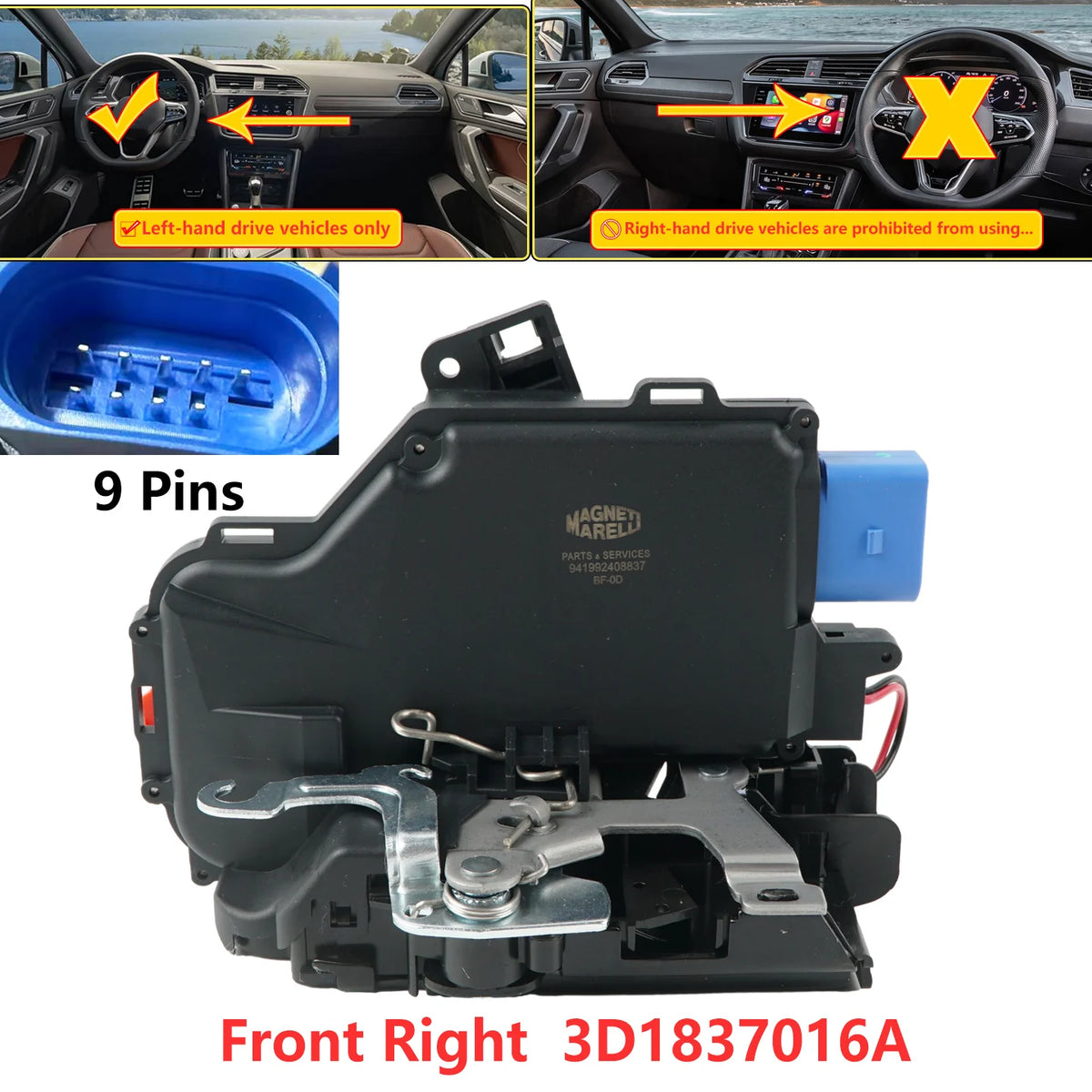 1PCS 3D1837015A 3D1837016AC High Quality Door Lock Actuator for VW Caddy Golf Jetta Touran Touareg Skoda Octavia Fabia Toledo