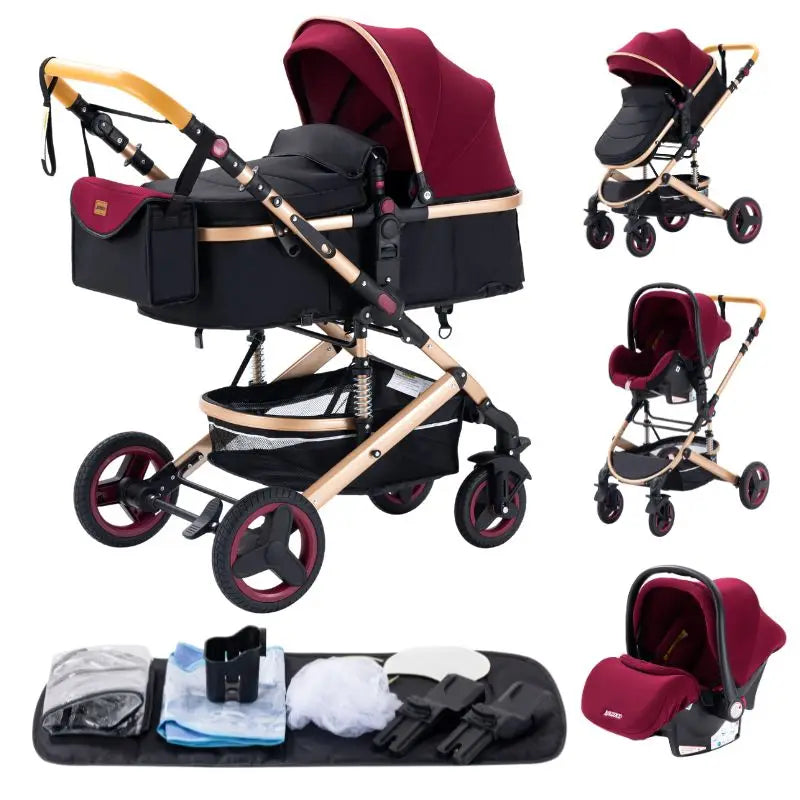 Nuovo passeggino di lusso 3 in 1 carrozzina da viaggio portatile pieghevole carrozzina alta paesaggio telaio in alluminio passeggino neonato