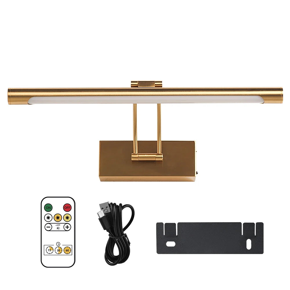 SEEDIQ Lampada da parete a LED ricaricabile in bronzo 4400mAh Batteria a lunga durata 40CM Luce per immagini wireless con telecomando per opere d'arte