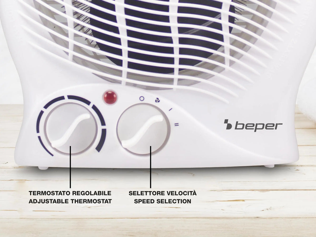 Termoventilatore Elettrico Compatto, 2 Potenze 2000W, Termostato, Funzione Ventilazione, Maniglia Integrata e Anti-Surriscaldamento