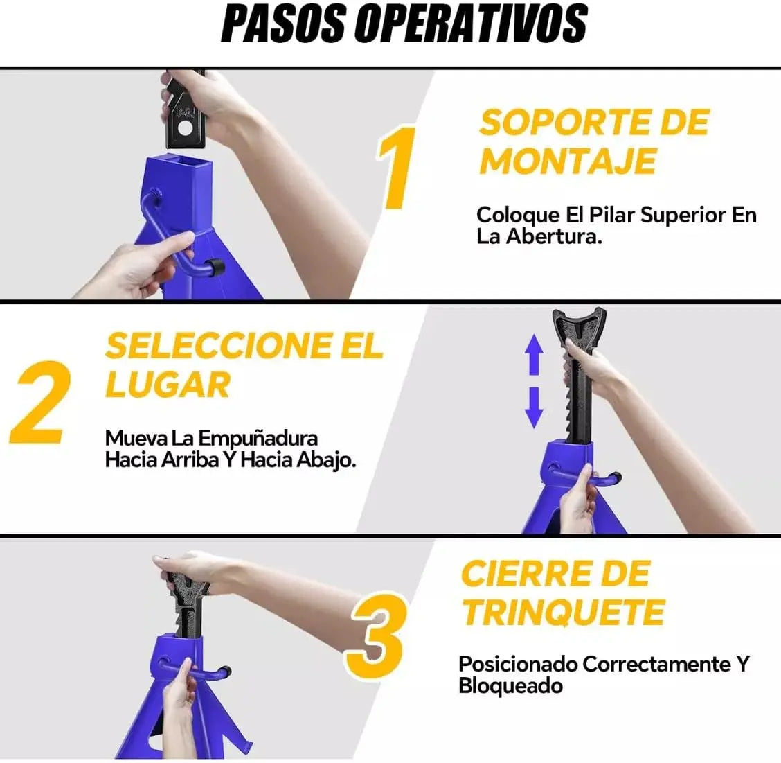 Supporti per Assali Auto e Furgoni da 3 Tonnellate, Robusti in Acciaio, Altezza Regolabile 29-43cm, Confezione da 2