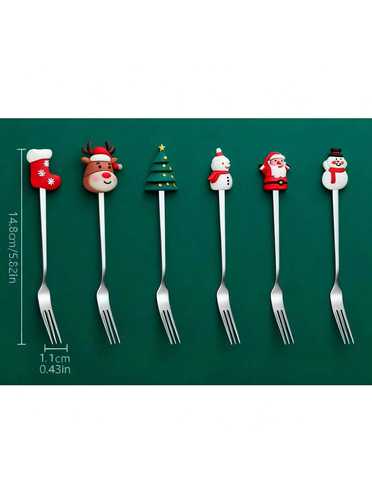 Set di posate da 12/6 pezzi in acciaio inossidabile a tema natalizio, cucchiai da caffè, forchette da dessert e cucchiai per la tavola delle festività