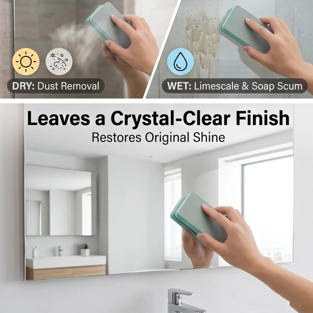 10/1PCS Spazzola per la pulizia del vetro, rimuove calcare, ideale per specchi da bagno, piastrelle della doccia, rimuove efficacemente lo sporco, strumento per la pulizia domestica