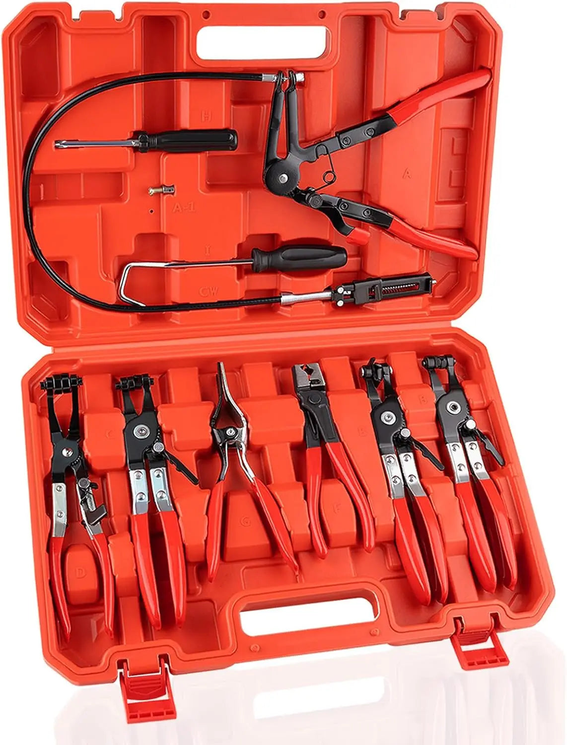 Pinze per fascette stringitubo, set di pinze per fascette stringitubo a lungo portata per filo, set di tubi flessibili per olio combustibile, acqua, strumenti automatici, riscaldatore per radiatore refrigerante e tubo dell'ac