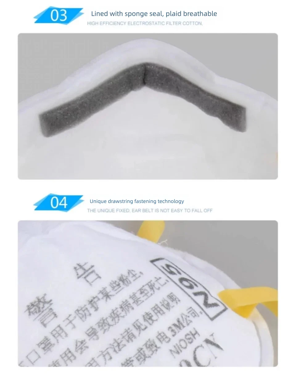 Maschera 3M 8210 N95 Originale, Respiratore Protettivo per Particelle, Approvato NIOSH, Maschera Antipolvere a Coppa per Costruzioni e Levigatura, 20 Pezzi/Scatola