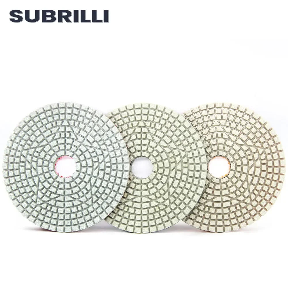 Set di 3 Dischi Flessibili Diamantati da 4 Pollici per Lucidatura in 3 Fasi, per Granito, Marmo, Pietra e Calcestruzzo, Set di Utensili Abrasivi da 100mm