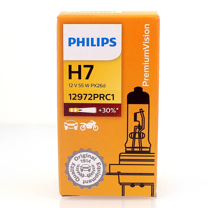 Philips Vision H7 12V 55W PX26d + 30% Più Luminoso Luce Originale Auto Alogena Faro Auto Genuino Lampadina Fendinebbia 12972PRC1