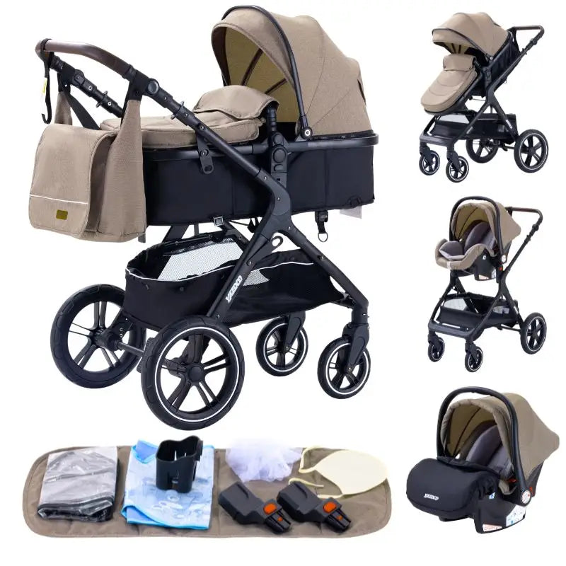 Nuovo passeggino di lusso 3 in 1 carrozzina da viaggio portatile pieghevole carrozzina alta paesaggio telaio in alluminio passeggino neonato