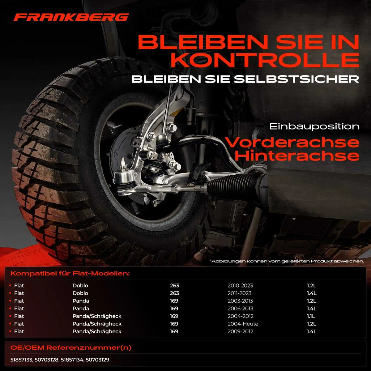 Braccio di Controllo 2X Frankberg per Sospensione Ruota Asse Anteriore Sinistro Destro per Fiat Doblo Cargo Panda Kasten/Schrägheck dal 2003 50703129