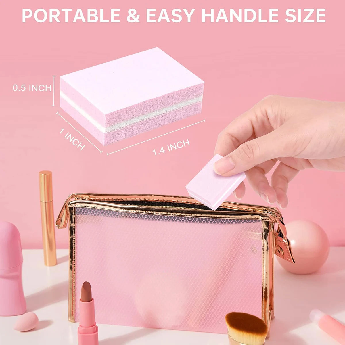 50 pezzi di lime per unghie usa e getta Zebra grana 100/180 e 50 pezzi rosa mini blocchi tamponi per unghie per la cura delle unghie