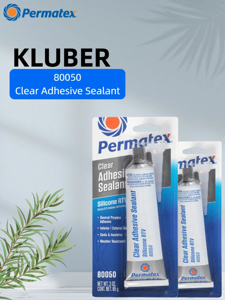 Permatex 80050 Adesivo Sigillante Siliconico RTV Trasparente 3oz Colla Flessibile Impermeabile per Vetro Metallo Plastica Vinile