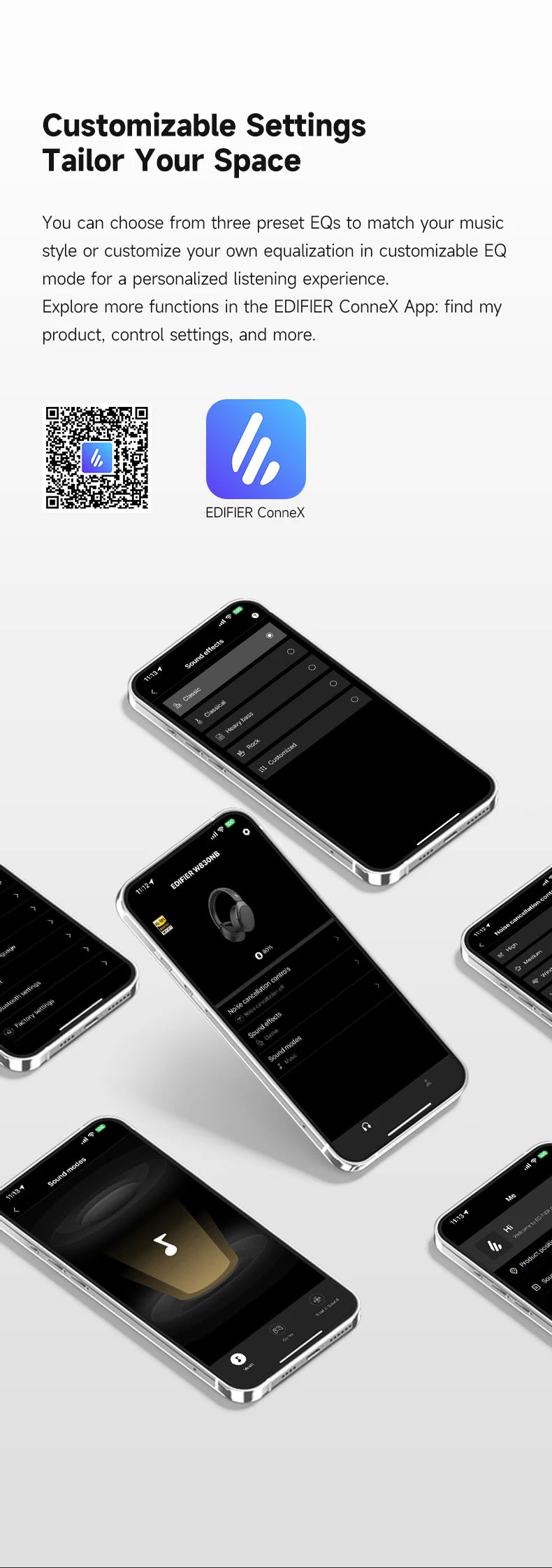 Cuffie Wireless Over-Ear EDIFIER W830NB - ANC -45dB, Hi-Res LDAC, Bluetooth 5.4, 94 Ore di Riproduzione, Ricarica Rapida, Pieghevoli, Chiamate Multipoint AI, App ConneX