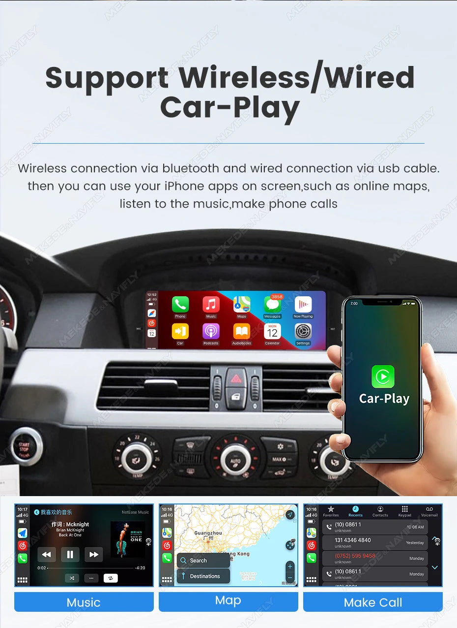 MEKEDE 8.8/9.3" Linux QLED 1920x720 HD Touchscreen Compatibile OEM Wireless CarPlay Android Auto Mirroring WiFi BT Aggiornamento OTA Per BMW E60 E61 E63 E64 E90 E91 E92 E93