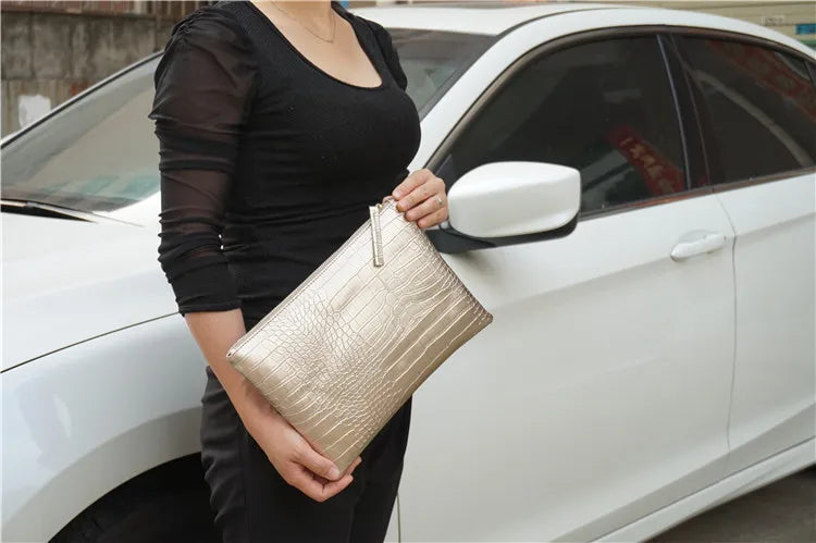 Borsa Clutch da Donna in Pelle PU Effetto Coccodrillo, Pochette da Sera a Busta, Nuova Collezione 2026, Borsa a Mano Femminile, Pochette da Donna