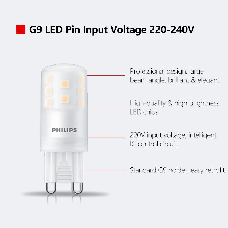 Philips CorePro LEDcapsule 1,9 W (= 25 W alogena) Lampada a spillo LED G9 2700 K Capsula bianca calda 220-240 V Lampadina Hotel Negozio Luce da scrivania