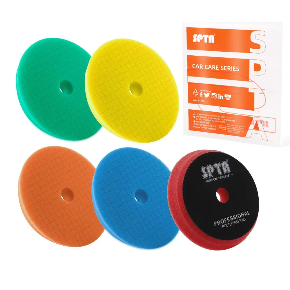 SPTA 1PC 5 "125mm 6" 150mm Griglia smussata Spugna Lucidatura Gancio Loop Pad Per Auto DA/RO/GA Lucidatura Ceretta