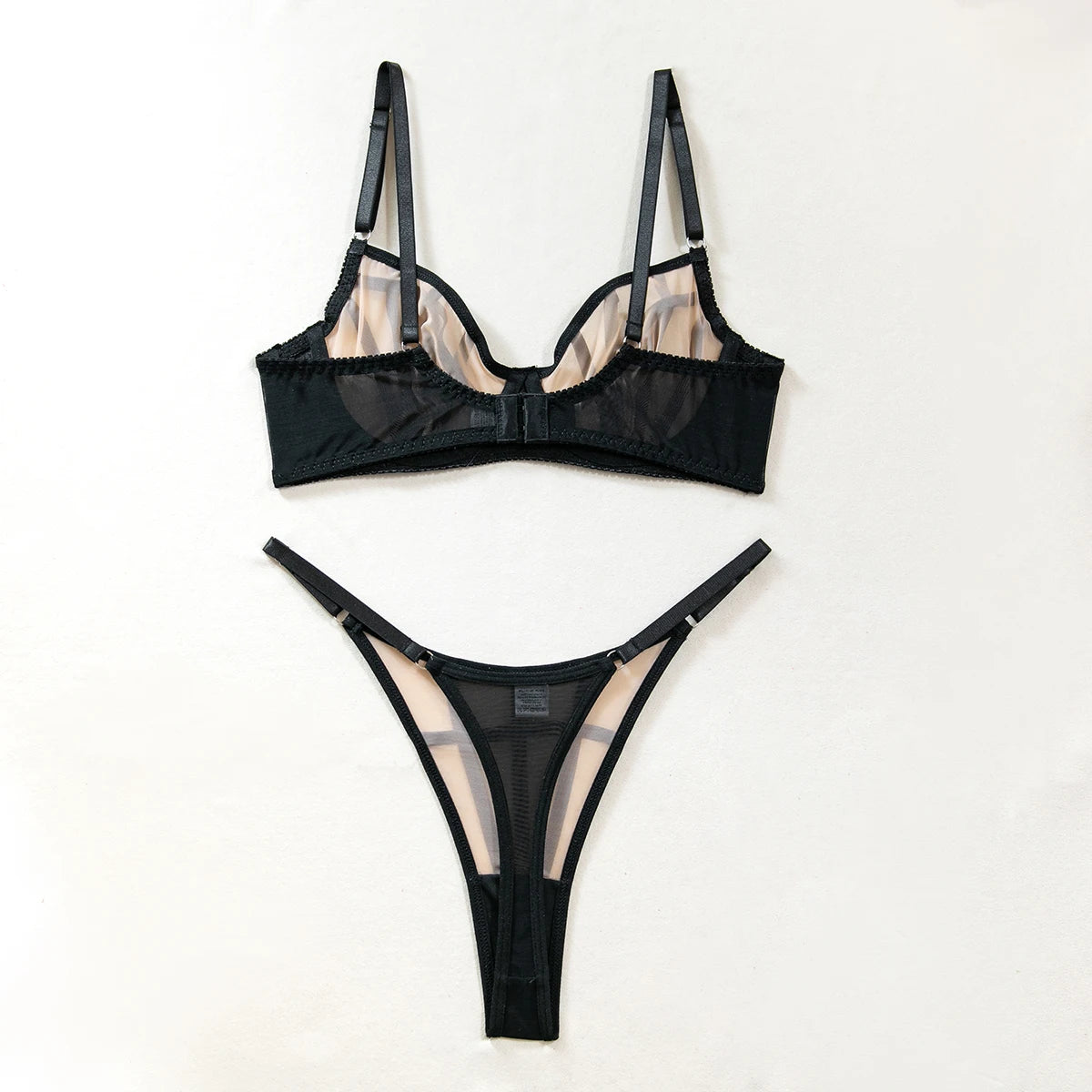 Saldi di liquidazione: Completi intimo sexy a quadri irregolari, 2 pezzi, con inserti in rete trasparente, reggiseni e perizomi, abiti erotici intimi
