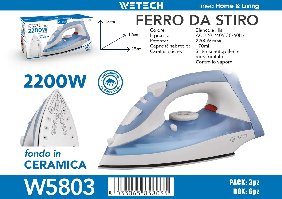 Ferro da Stiro Elettrico Portatile Mini, Ferro a Vapore per Vestiti, Ferro Regolabile con Piastra in Ceramica, Modelli W5801, W5802, W5803, W5804, W5806