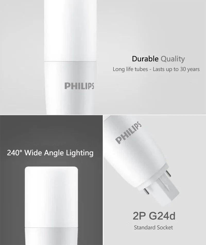 Lampada Tubolare LED PHILIPS PLC 2P G24d 6.5W 7.5W 10W MyCare, Downlight a 2 Pin 3000K 4000K 6500K Bianco, Sostituzione per Tubi Fluorescenti PL-C