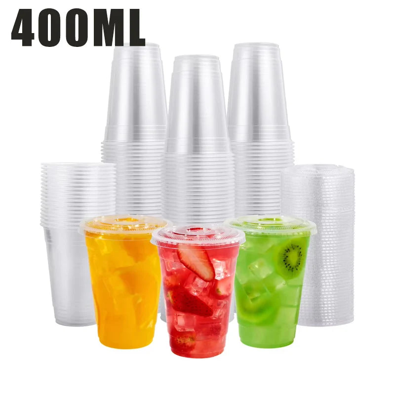 400ml 100% biodegradabile riciclabile trasparente usa e getta per bevande in plastica Pla tรจ al latte caffรจ tazza di liquido con cannuccia