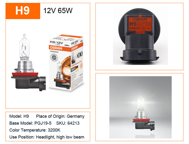 OSRAM 10 pz H4 H7 H11 HB3 HB4 Lampada Originale 3200 K Luce Frontale H8 H9 H16 9005 9006 Lampade Auto Lampadine Alogene Made in Germany USA
