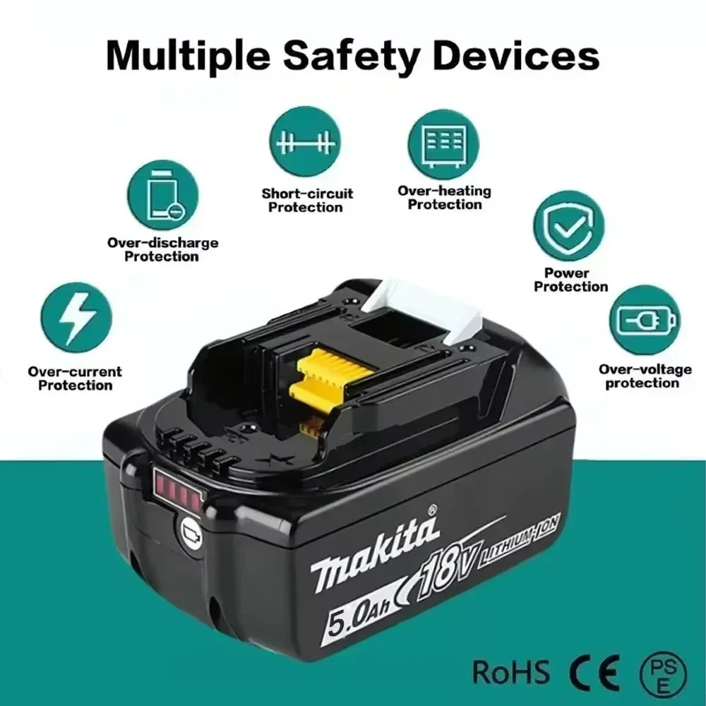 Batteria originale Makita 18V 5Ah, per batteria Makita 18V DHR183 BL1830B BL1850B BL1850 BL1840 BL1860 BL1815 Batteria al litio sostitutiva