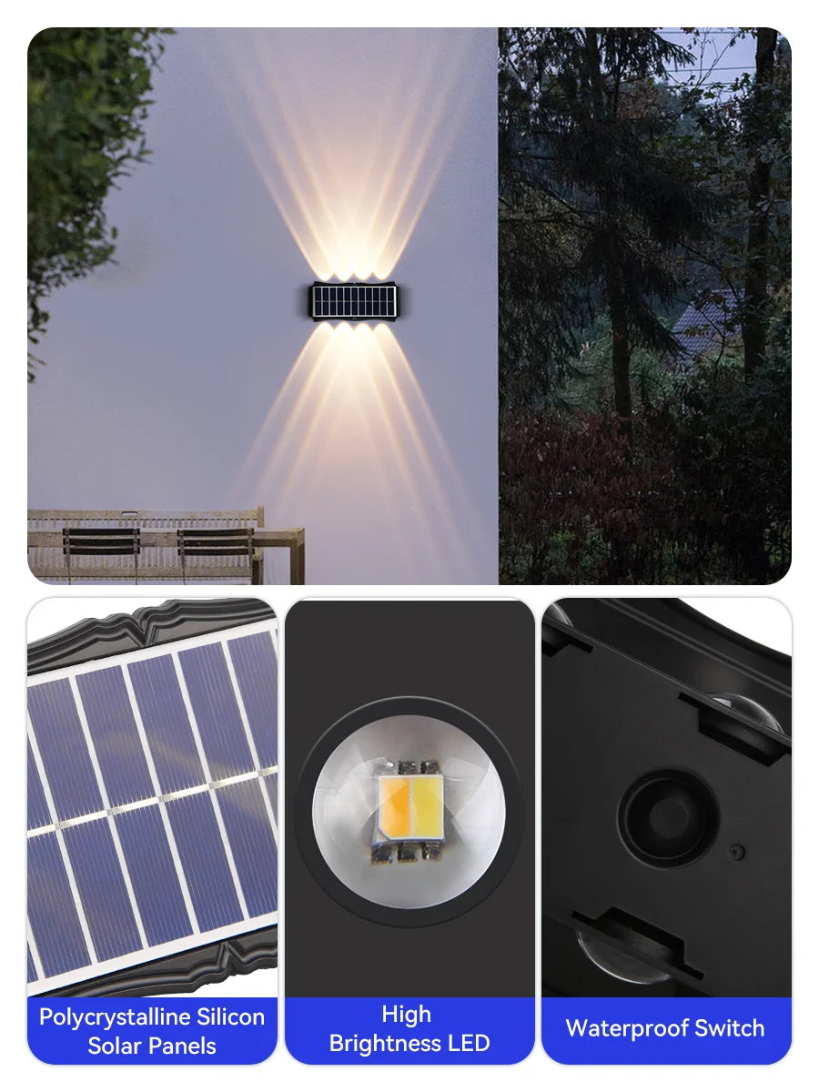 3 pezzi/1 pezzo Lampada da parete solare per cortile, strada, impermeabile, lampada da giardino esterna, decorazione solare per la casa, illuminazione da parete a LED per esterni