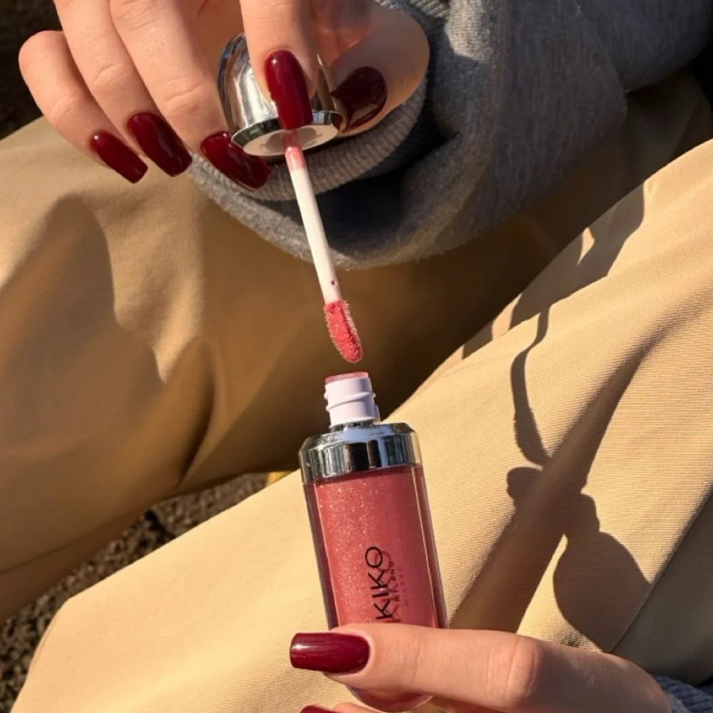 Kiko 3D Hydra LipGloss, rossetto e lucidalabbra a lunga tenuta, impermeabile, idratante, con effetto luminoso, blush, colori: brun, rosa, perla, mauve, eyeliner.