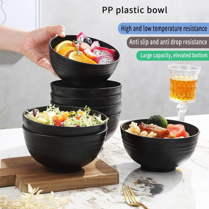 Set di ciotole in plastica da 12/6 pezzi da 26 once, per la cucina di casa, ristorante, caffetteria, sicuro per microonde, insalata, zuppa di riso, ramen, snack, ciotola