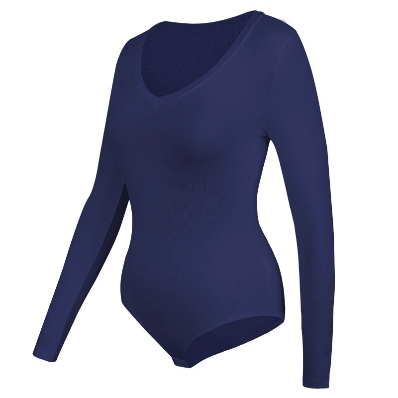 Tuta con scollo a V profondo tuta da donna a maniche lunghe Shapewear Shaper Lady Sexy uscire top abiti per il corpo vestiti caldi femminili autunno inverno