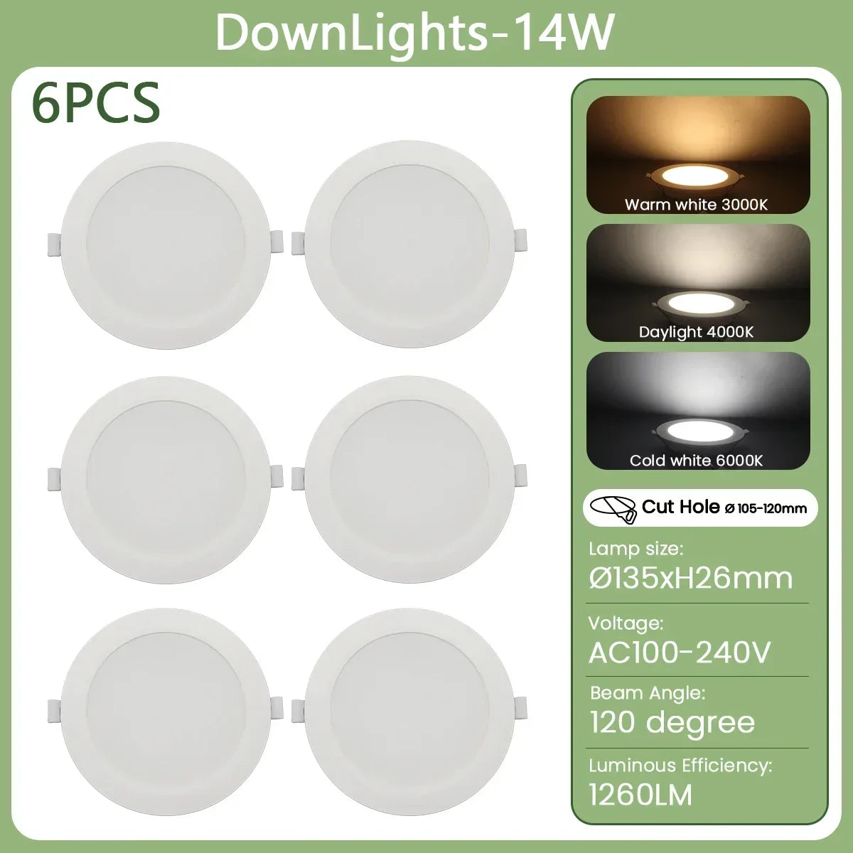 6Pack 24W 17W 14W 10W 6W Bianco Rotondo Da Incasso Led Da Incasso Luce di Pannello 110V 220V Caldo Freddo illuminazione Foyer Studio Casa Interno