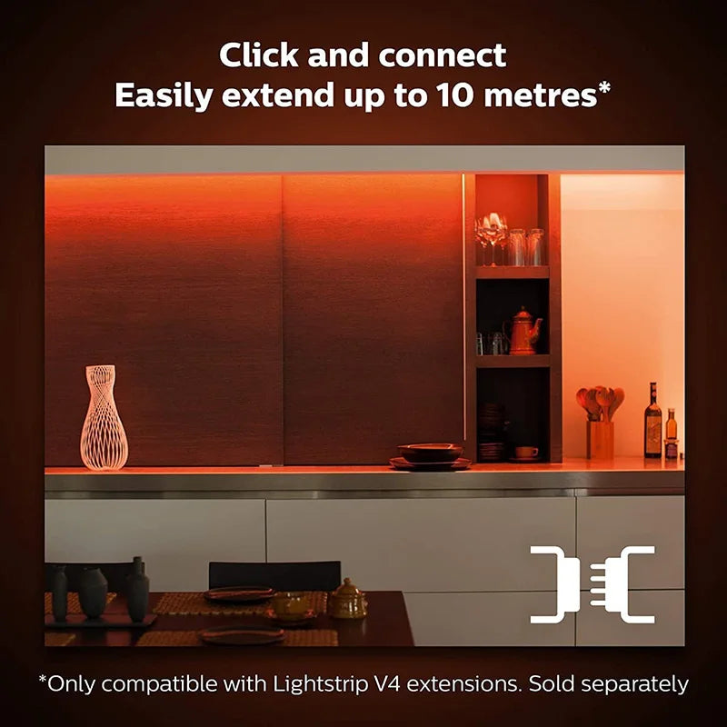 Philips Hue LED Lightstrip Plus Extension V4 1 Metro 1m Bianco e Colore Ambiance Kit LED Intelligente Dimmerabile con Connettore