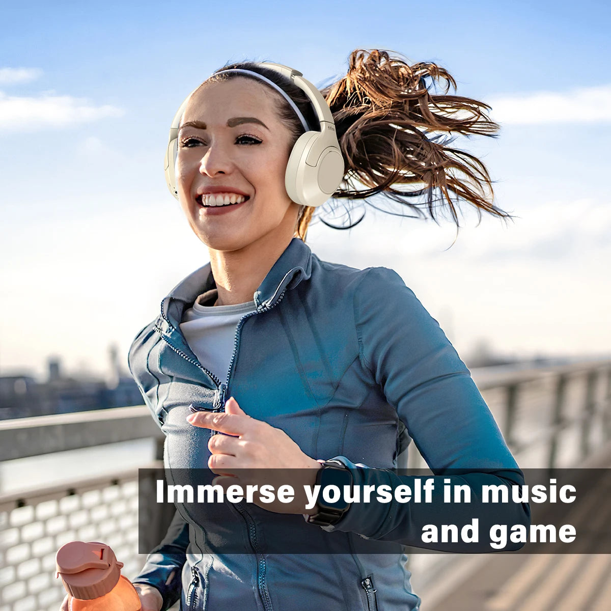 FIFINE Cuffie wireless Bluetooth per telefono/al pad, cuffie over-ear con cancellazione attiva del rumore per musica/gioco, portatili, 65H-X3