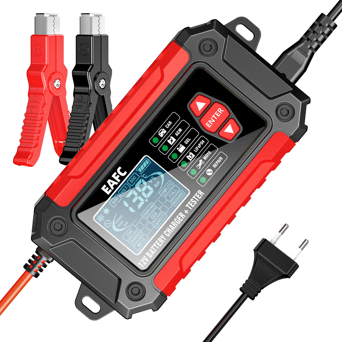 Nuovo 2in1 Smart Caricabatteria per auto Tester del sistema Analizzatore batteria per auto moto per batterie al litio LiFePo4 al piombo acido AGM GEL