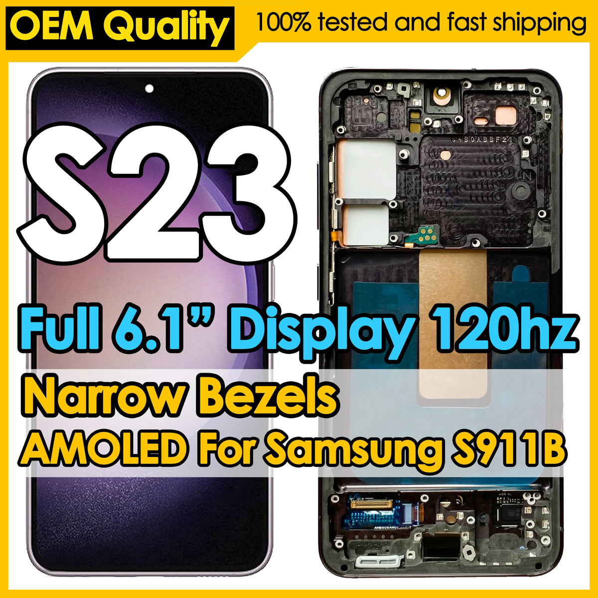 OEM 120Hz Dinamico AMOLED Per Samsung Galaxy S23 Display Sostituzione Dello Schermo S911B S911U LCD Touch Digitizer Assembly All'ingrosso
