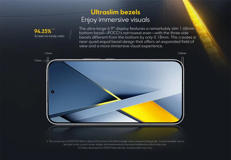POCO F8 Ultra Snapdragon 8 Elite Gen 5 6500mAh 6.9" 120Hz Display AMOLED POCO Hyper RGB con supporto NFC Smartphone